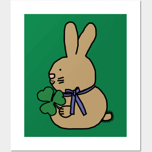 Saint Patricks Day Bunny Rabbit with Shamrock Posters and Art